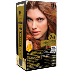 Hair farbe V-color no.7.46 (mittel kupferrot blond)-heimtrikot mit shampoo und hair maske free